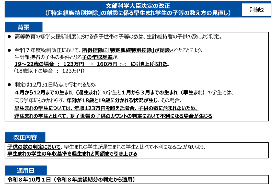 日本学生支援機構法施行令及び大学等における修学の支援に関する法律施行令の一部を改正する政令の案内と「秋の新規申し込み説明会」について